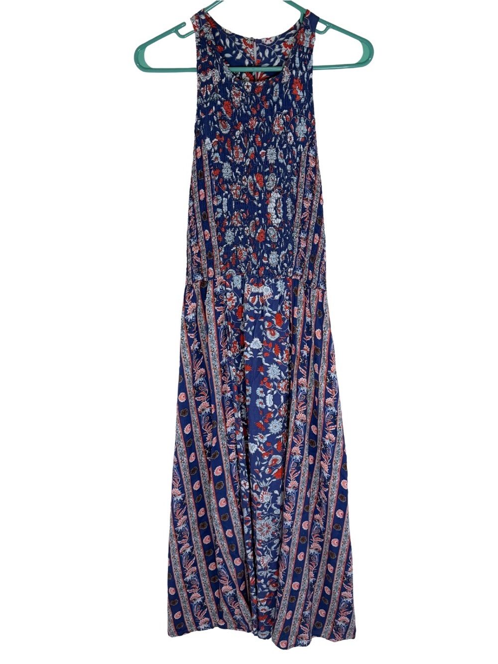 Japna Navy Blue Floral Pattern Sleeveless Maxi Dress Size Large